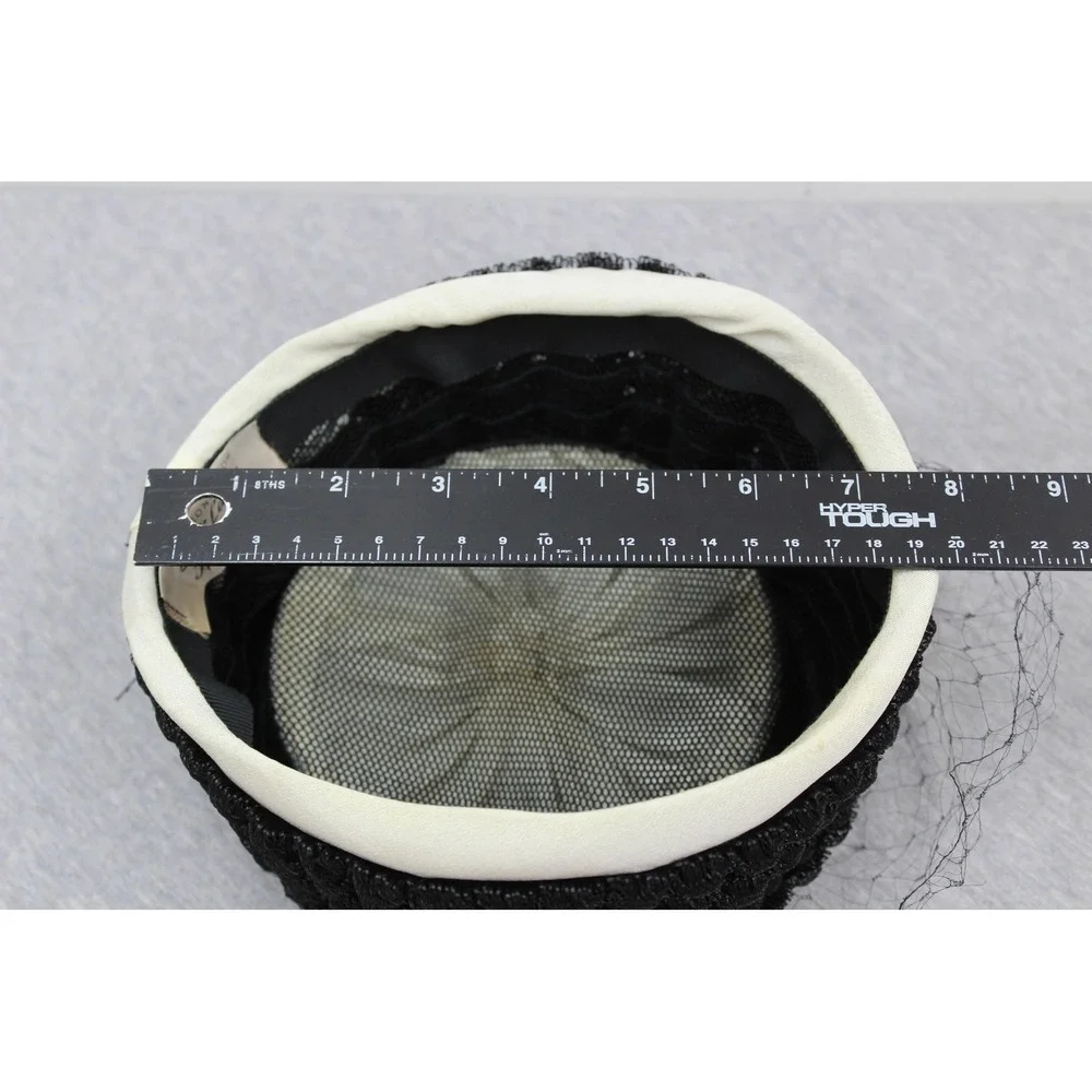 Mi Lady Hat Shops Pillbox Hat Womens OS Black White Vintage Veiled Fascinator